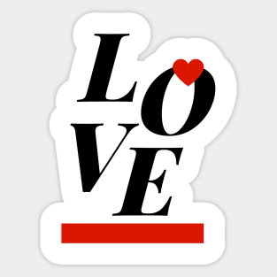 Love red heart and horizontal line black Sticker